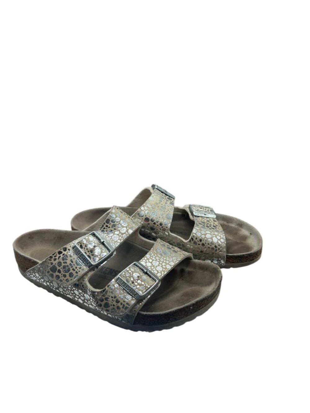 Birkenstock Arizona Stone Silver Metallic Sandals 38 AS IS - Picture 5 of 10